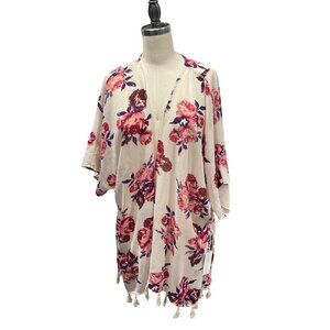 Floral Kimono Cardigan With Tassels 2X Live 4 Truth
